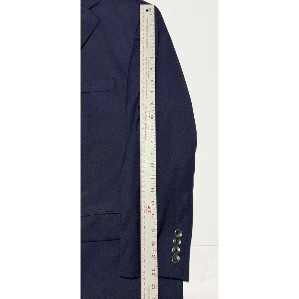 Hart Schaffner Marx Chicago Fit Men’s 46S Solid Navy Blue Wool Blend Blazer Coat